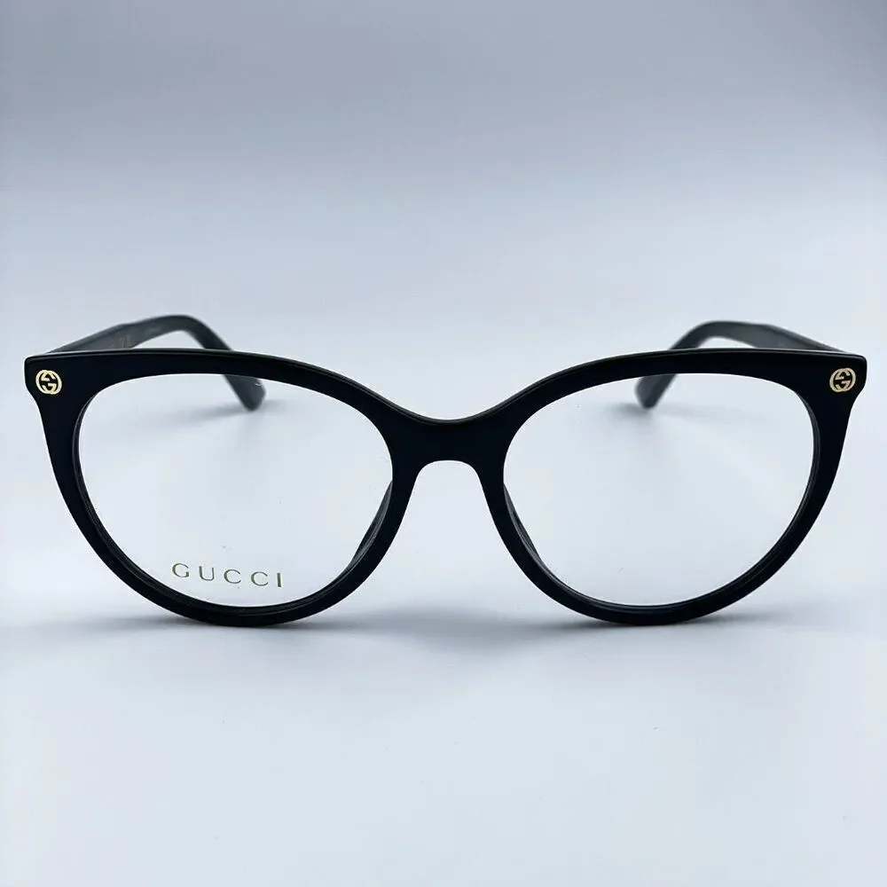 NEW Gucci GG0093O 001 Black Oval Logo Women Eyeglasses